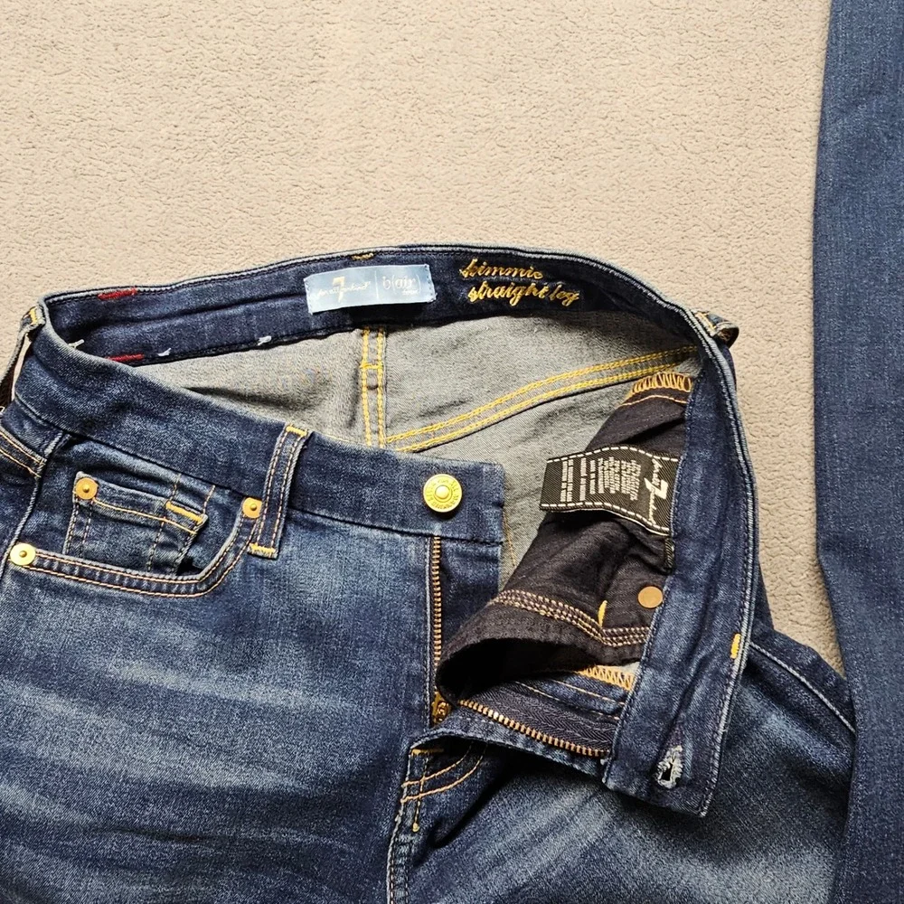 7 For All Mankind Kimmie Straight Leg Jeans Womens 29 Blue b(air) Denim Stretch